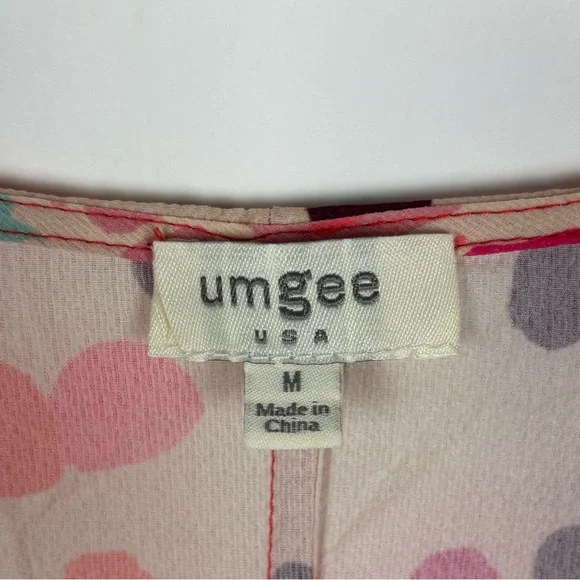 Umgee Be So Bold Top Medium Mixed Print Animal Floral Faux Wrap Ruffle Sleeve - Picture 4 of 6